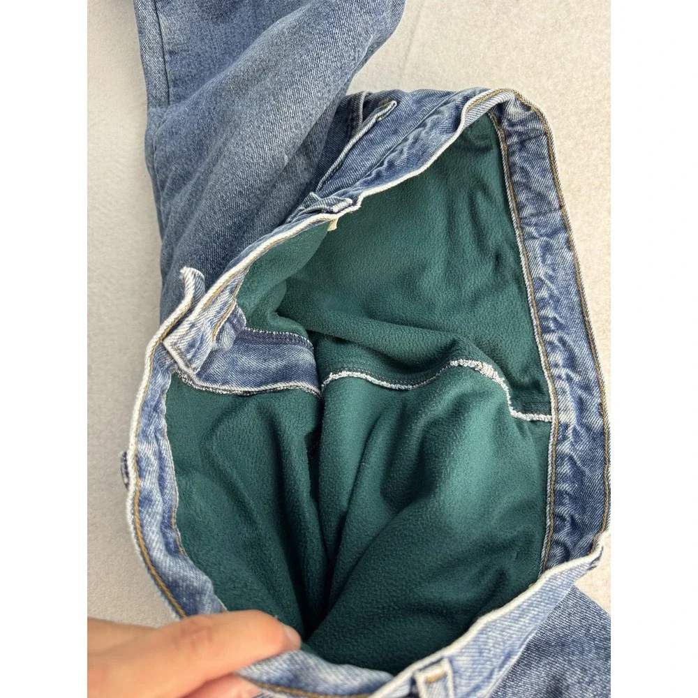 L.L. Bean Double L Natural Fit Jeans Mens 35 x 34 Blue‎ Fleece Lined Denim